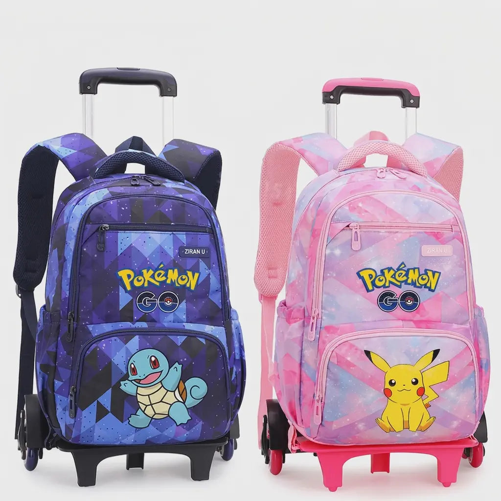Cartable à Roulette Pokémon 48cm 6 Roues Imperméable vue latérale gauche - Cartable à Roulette
