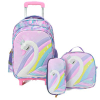 Cartable à Roulette Primaire 43cm PU Imperméable Violet vue de face - Cartable à Roulette