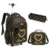 Cartable à Roulette Primaire 45cm Set 3 Pièces Noir vue latérale gauche - Cartable à Roulette