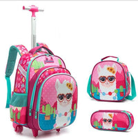 Cartable à Roulette Primaire 45cm Set 3 Pièces Rose vue latérale gauche - Cartable à Roulette