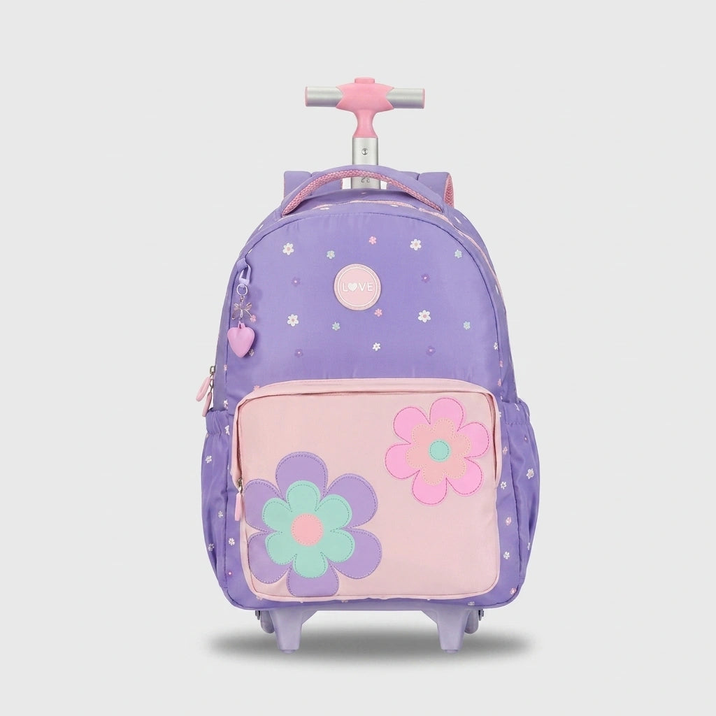 Cartable à Roulette Fille 45cm Grand Format Set 3 Pièces