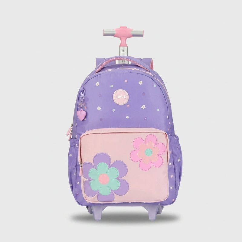 Cartable à Roulette Fille 45cm Grand Format Set 3 Pièces