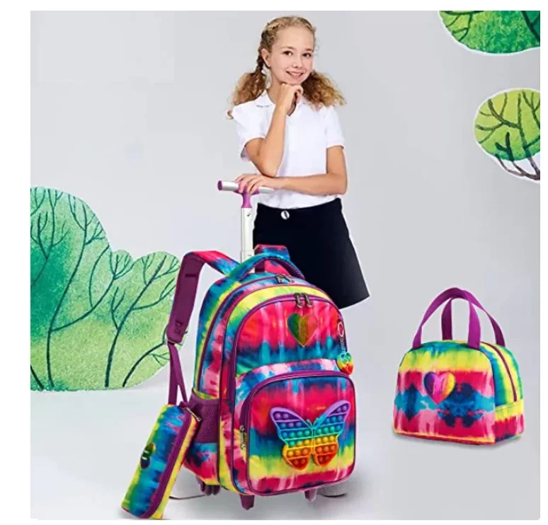 Cartable à Roulette Grand 48cm Ultra-Léger Set Fille