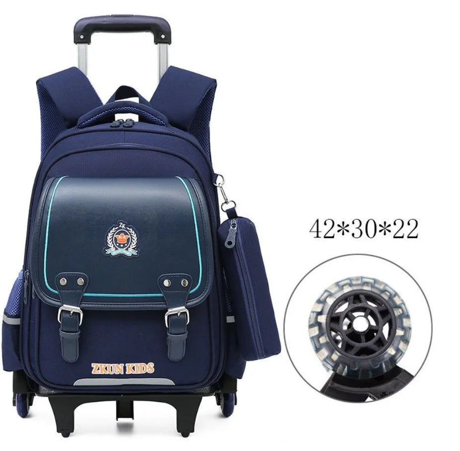 Cartable à Roulette Garçon 43cm PU Imperméable Roulettes