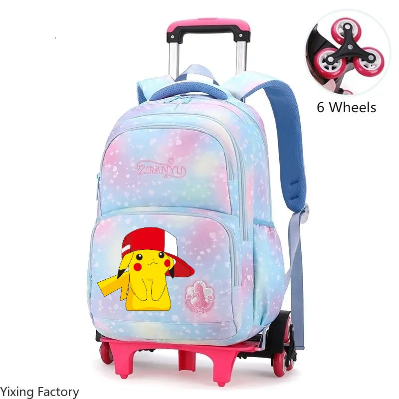 Cartable à Roulette Pokémon 45cm 6 Roues Multi-Poches