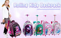Cartable à Roulette Fille 46cm Paillettes Set 3 Pièces