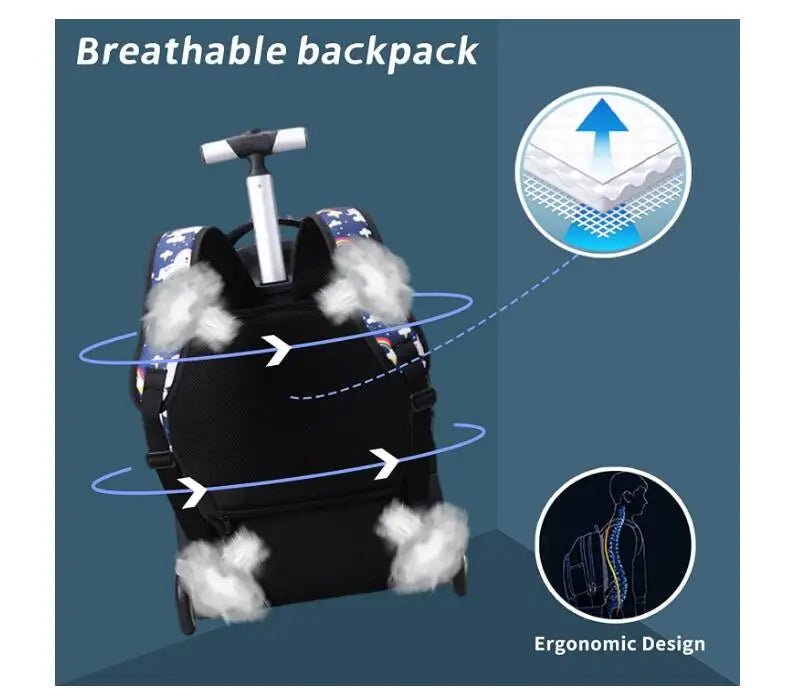 Cartable à Roulette Lycee Adulte 49cm Ordinateur Sécurisé