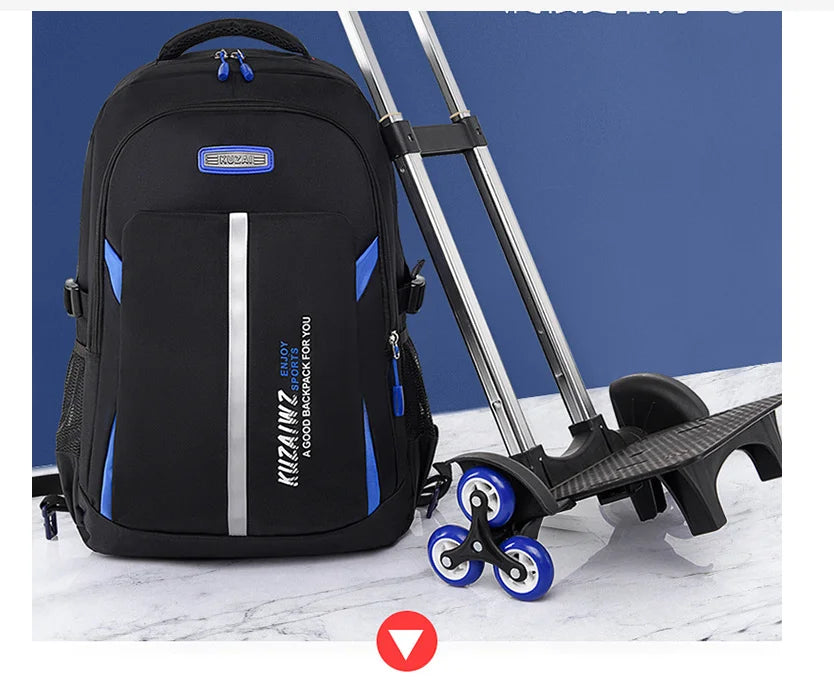 Cartable à Roulette Garçon 50cm Chariot Détachable