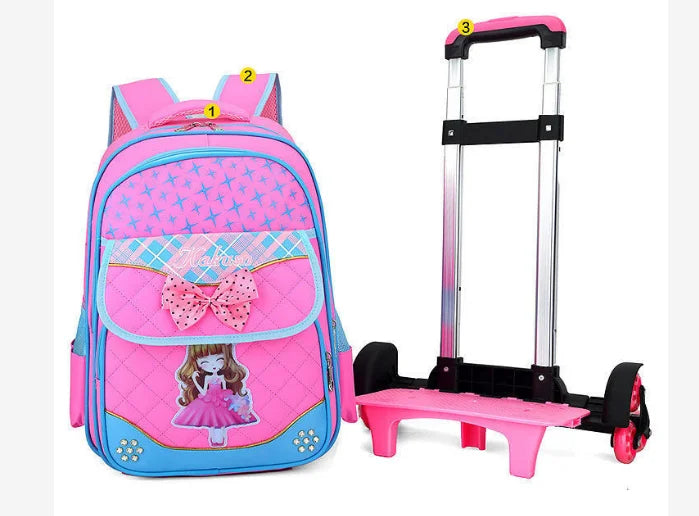 Cartable à Roulette Fille 42cm 6 Roues Set 3 Pièces