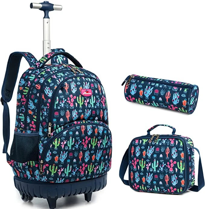 Cartable à Roulette Fille 48cm Imperméable Set 3 Pièces