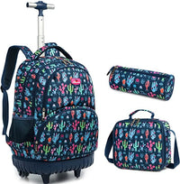 Cartable à Roulette Fille 48cm Imperméable Set 3 Pièces