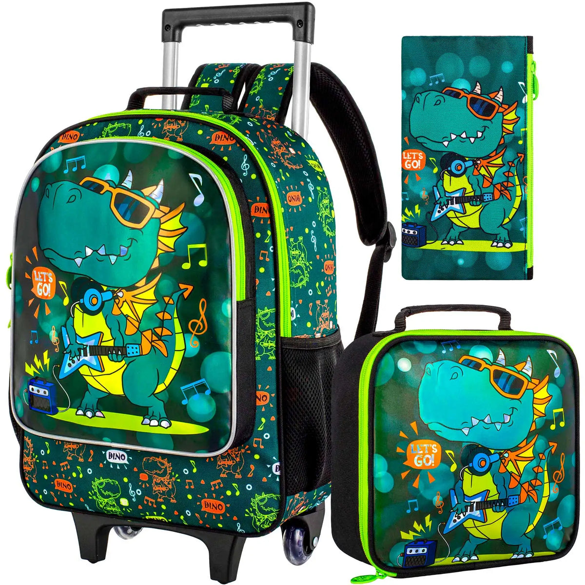 Cartable à Roulette Dinosaure 48cm Lunch Box Isotherme