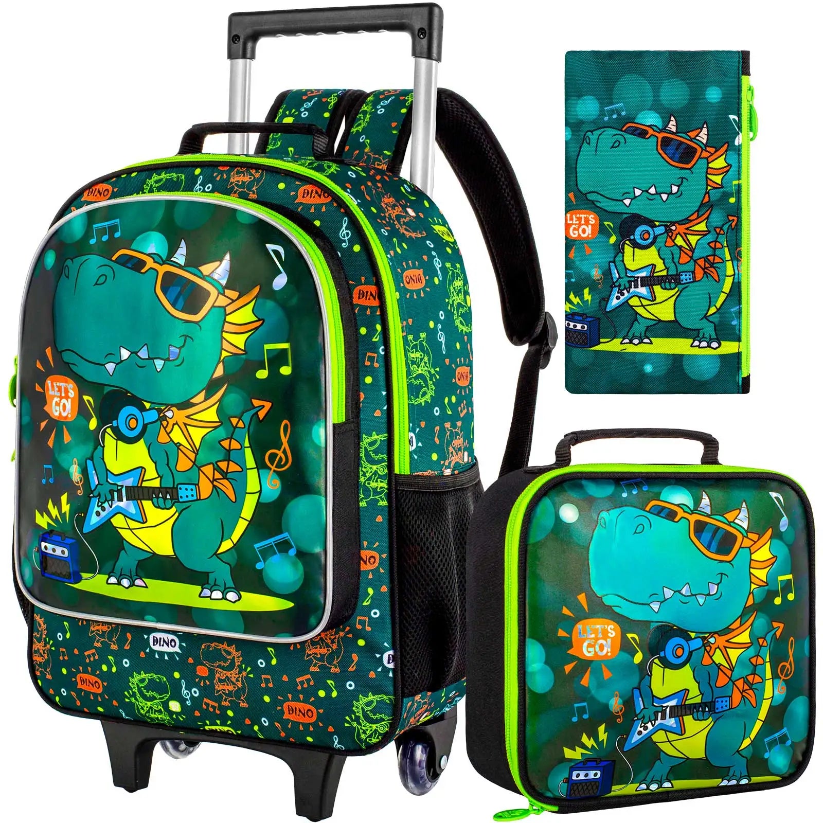 Cartable à Roulette Dinosaure 48cm Lunch Box Isotherme