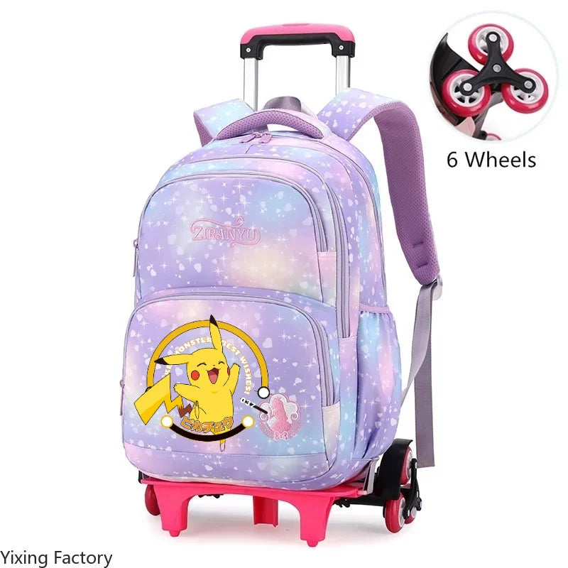 Cartable à Roulette Pokémon 45cm 6 Roues Multi-Poches