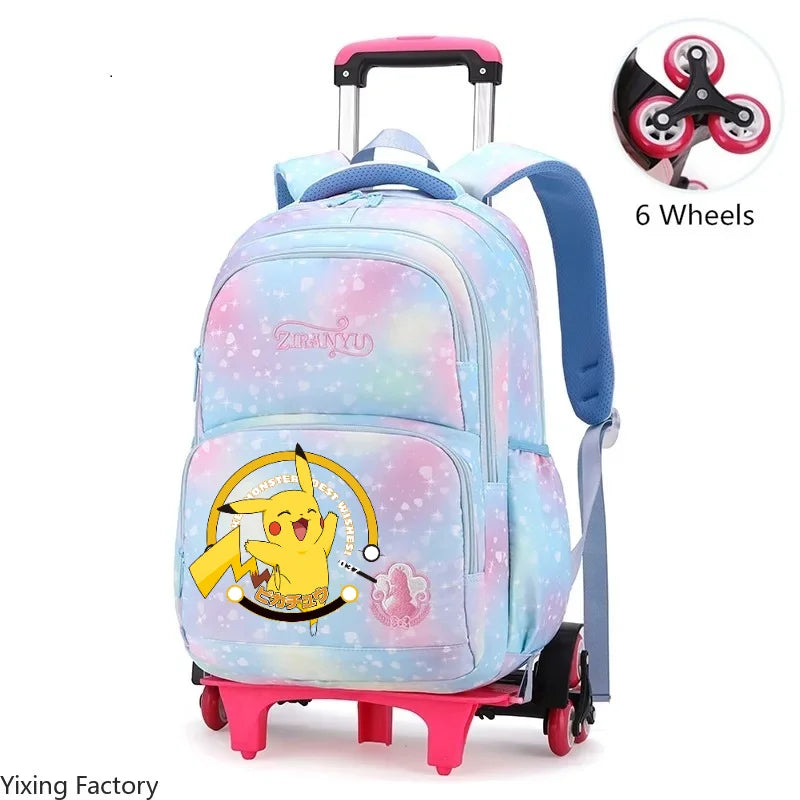Cartable à Roulette Pokémon 45cm 6 Roues Multi-Poches