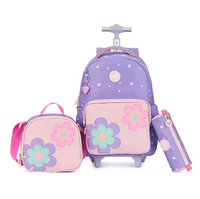 Cartable à Roulette Fille 45cm Grand Format Set 3 Pièces