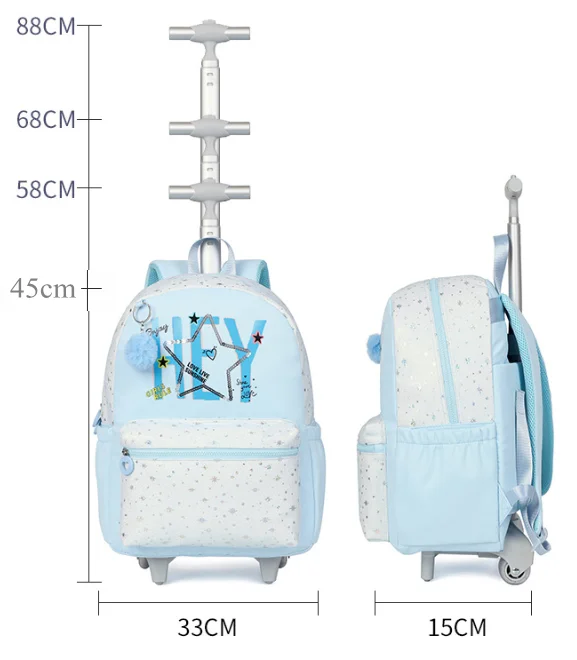 Cartable à Roulette Fille 42cm Compact Roulettes Silencieuses