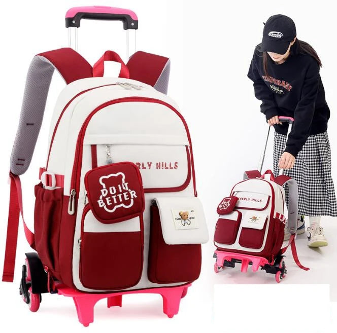Cartable à Roulette Primaire 45cm Mixte Oxford Résistant