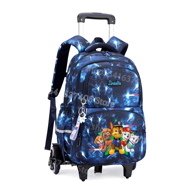 Cartable à Roulette Chiots Sauveteurs 6 Roues Fond Étoilé