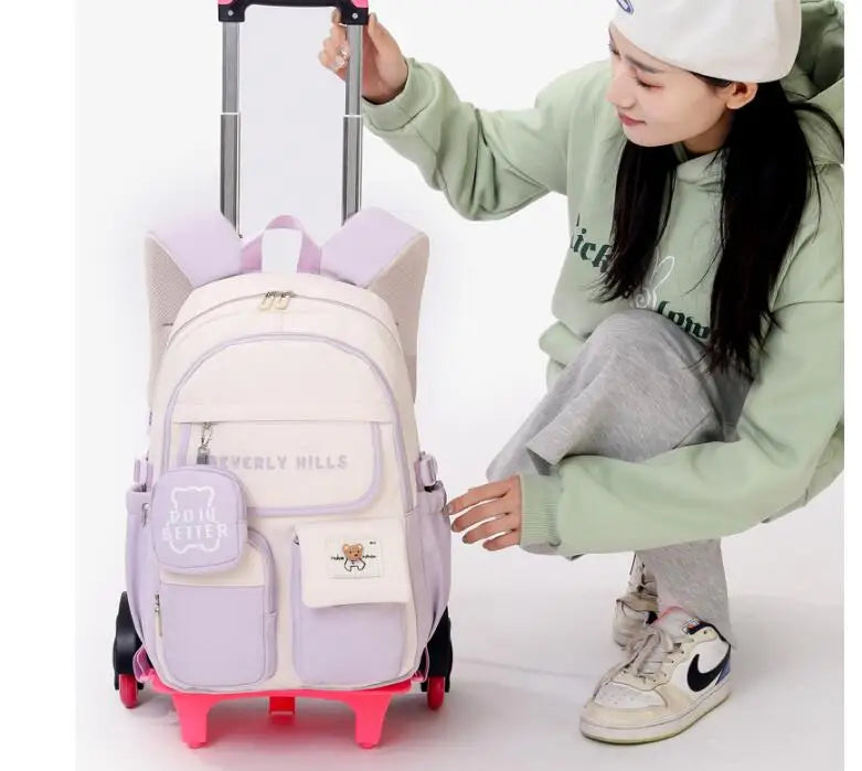 Cartable à Roulette Primaire 45cm Mixte Oxford Résistant