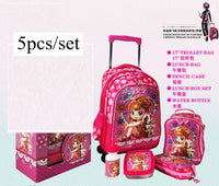 Cartable à Roulette Fille 43cm Set 5 Pièces