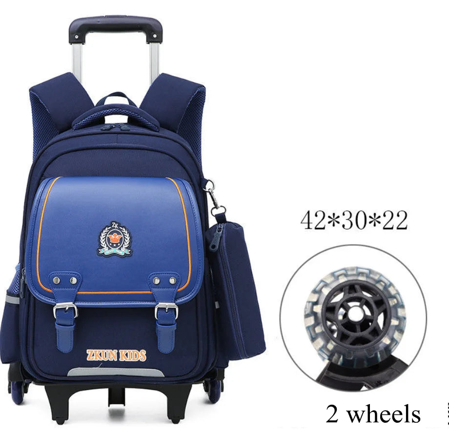 Cartable à Roulette Garçon 43cm PU Imperméable Roulettes