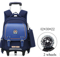 Cartable à Roulette Garçon 43cm PU Imperméable Roulettes