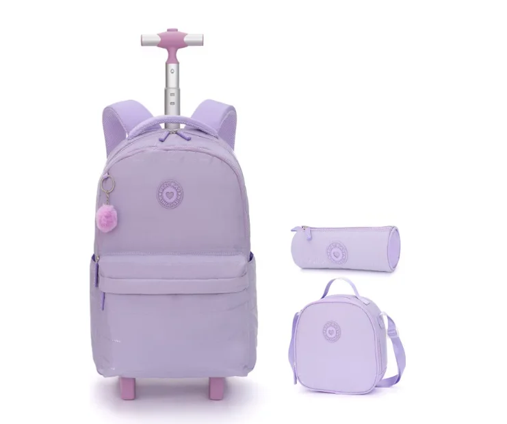 Cartable à Roulette Fille 18 Pouces Set 3 Pièces