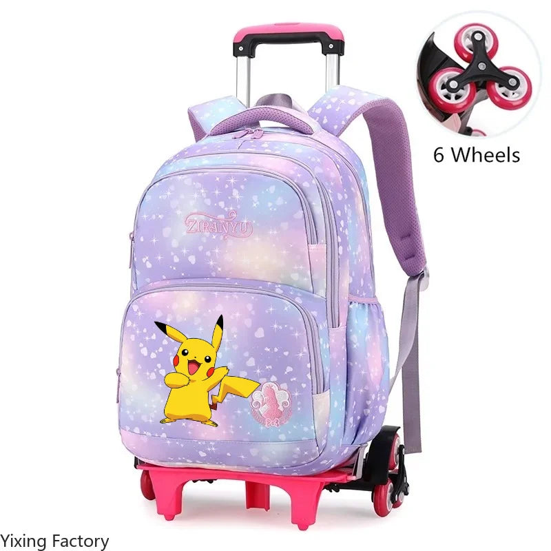 Cartable à Roulette Pokémon 45cm 6 Roues Multi-Poches