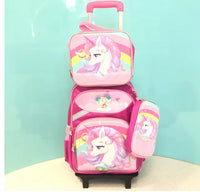 Cartable à Roulette Licorne 48cm Fille Set Lunch Bag Imperméable