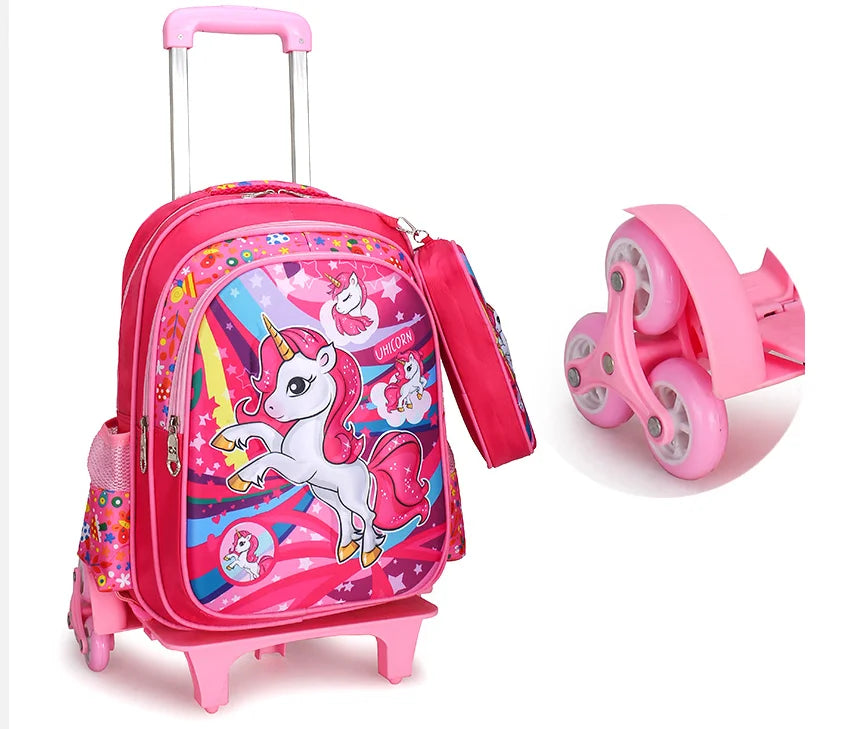 Cartable à Roulette Licorne 45cm Rose Set