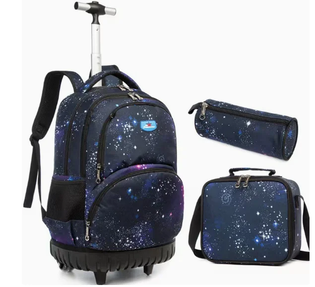 Cartable à Roulette Fille 48cm Imperméable Set 3 Pièces