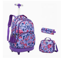 Cartable à Roulette Fille 48cm Imperméable Set 3 Pièces