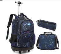 Cartable à Roulette Fille 48cm Imperméable Set 3 Pièces