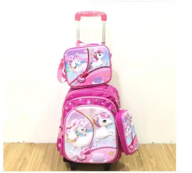 Cartable à Roulette Licorne 46cm Paillettes