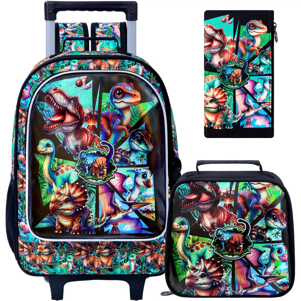 Cartable à Roulette Dinosaure 41cm Ultra-Léger Garçon