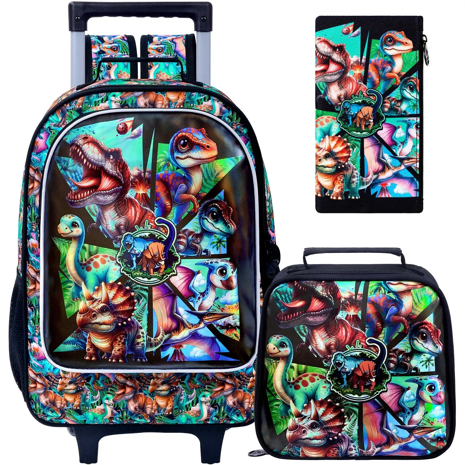 Cartable à Roulette Dinosaure 41cm Ultra-Léger Garçon