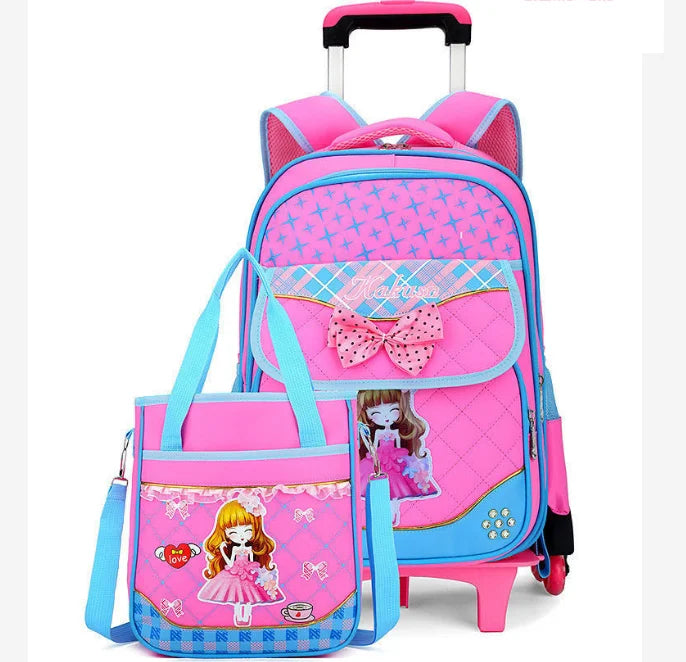 Cartable à Roulette Fille 42cm 6 Roues Set 3 Pièces
