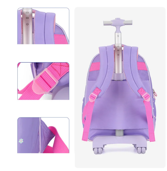 Cartable à Roulette Fille 45cm Grand Format Set 3 Pièces
