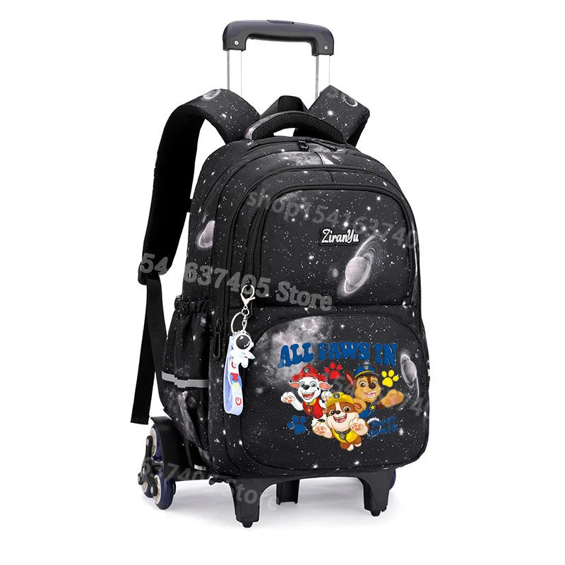 Cartable à Roulette Chiots Sauveteurs 6 Roues Fond Étoilé