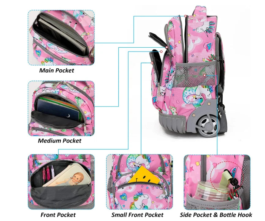 Cartable à Roulette Licorne 40cm 3 en 1