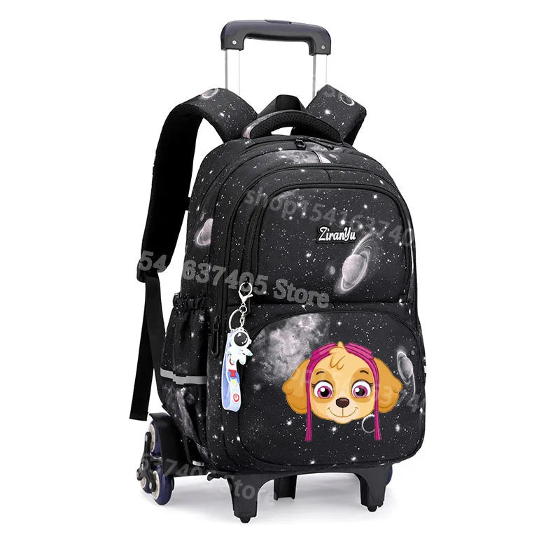 Cartable à Roulette Chiots Sauveteurs 6 Roues Fond Étoilé