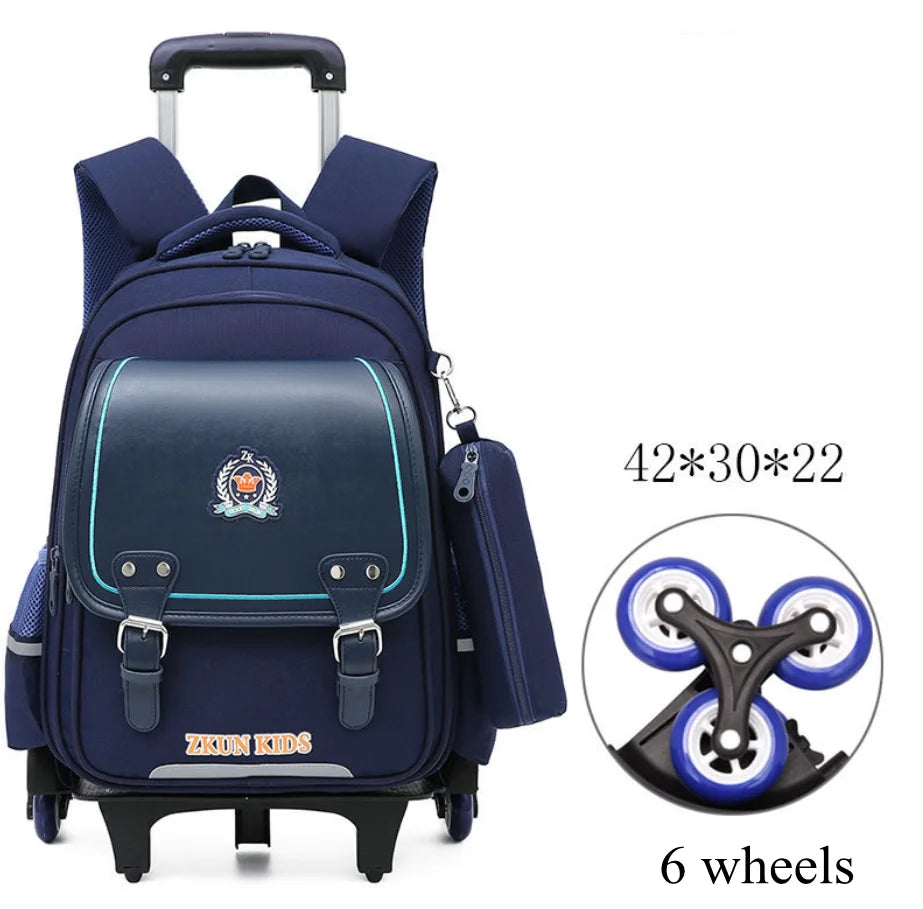 Cartable à Roulette Garçon 43cm PU Imperméable Roulettes