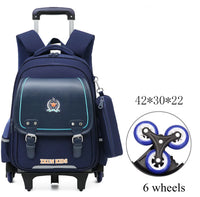 Cartable à Roulette Garçon 43cm PU Imperméable Roulettes