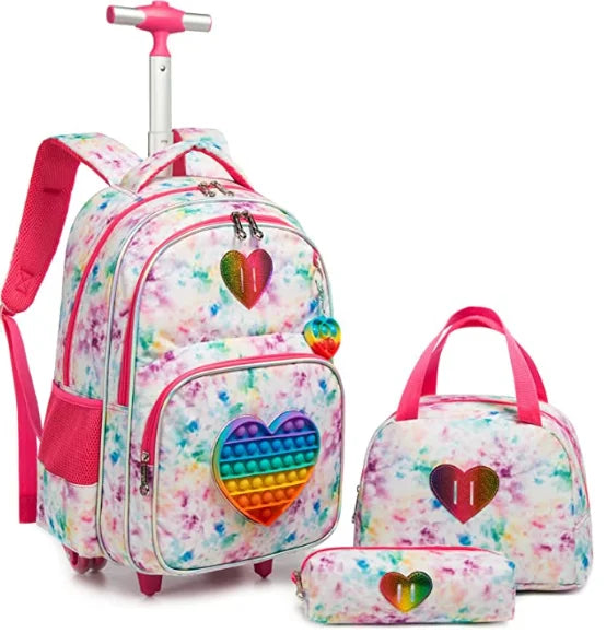 Cartable à Roulette Grand 48cm Ultra-Léger Set Fille