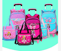 Cartable à Roulette Fille 42cm 6 Roues Set 3 Pièces