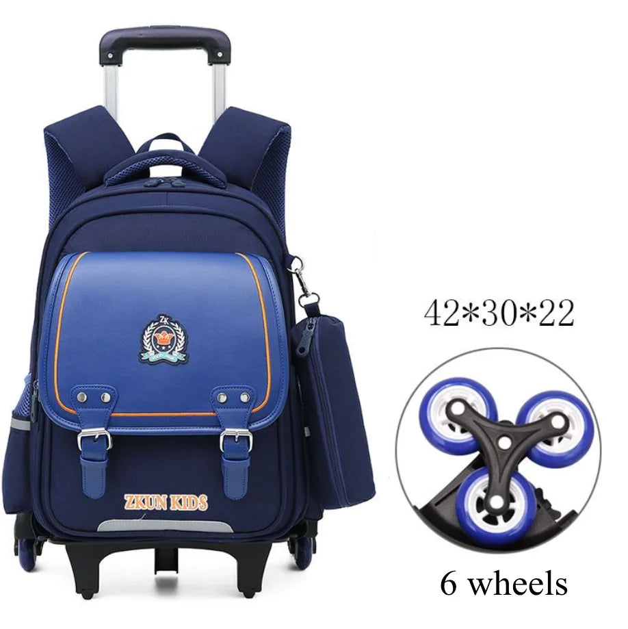 Cartable à Roulette Garçon 43cm PU Imperméable Roulettes