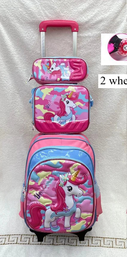 Cartable à Roulette Licorne 45cm Rose Set