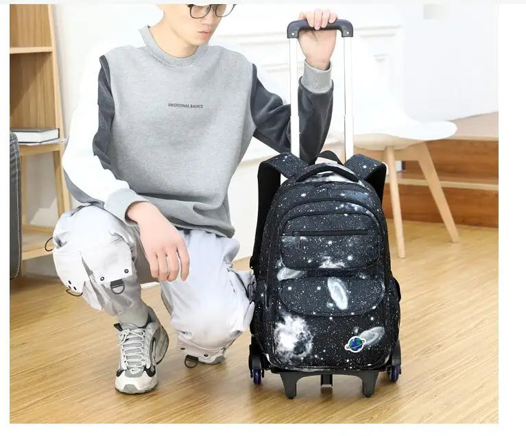 Cartable à Roulette Espace 40cm Compact Étoiles