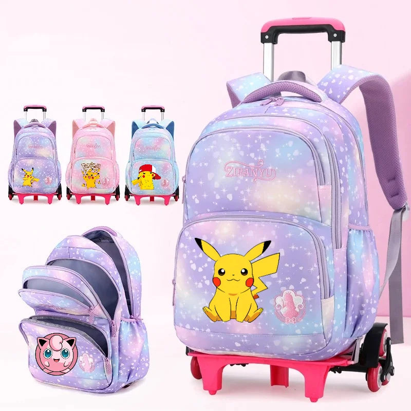 Cartable à Roulette Pokémon 45cm 6 Roues Multi-Poches